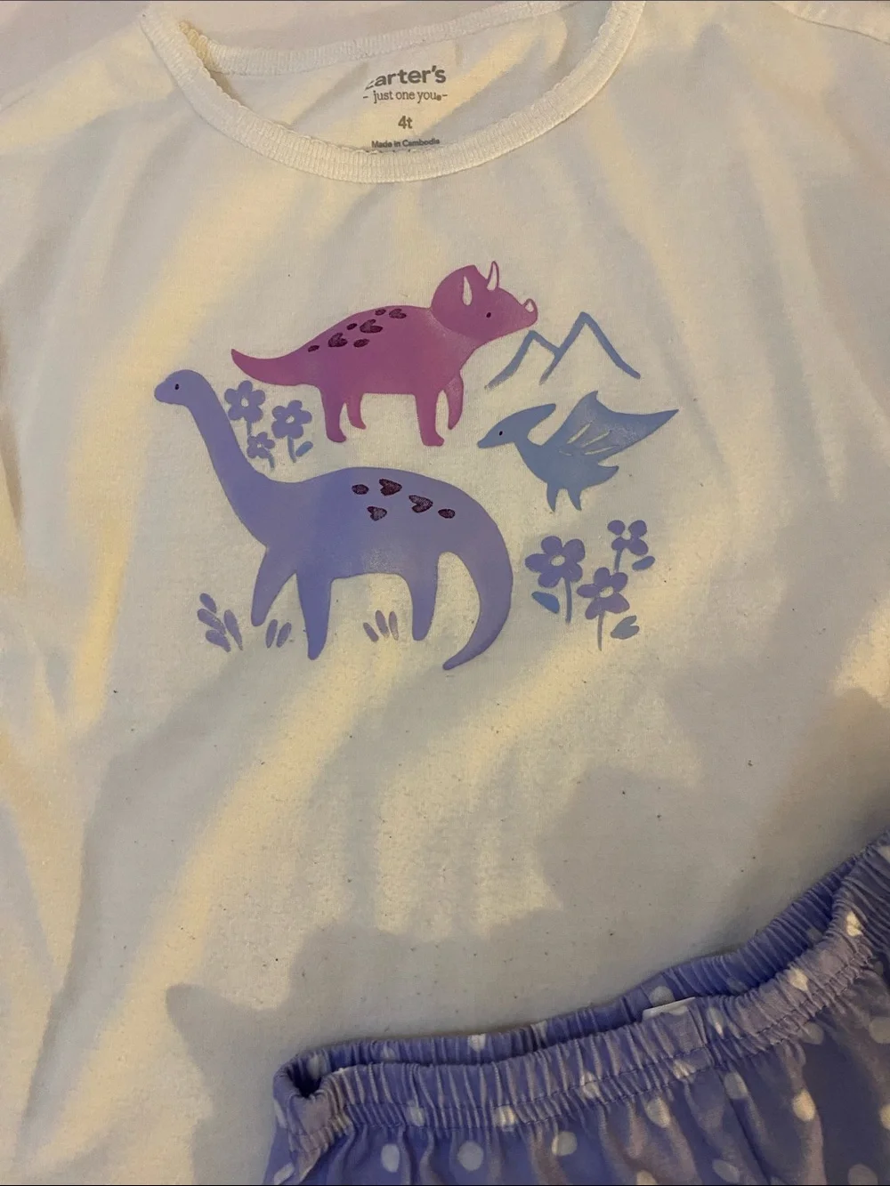 Carter's Purple & White Dino 3-Piece Pajama Set